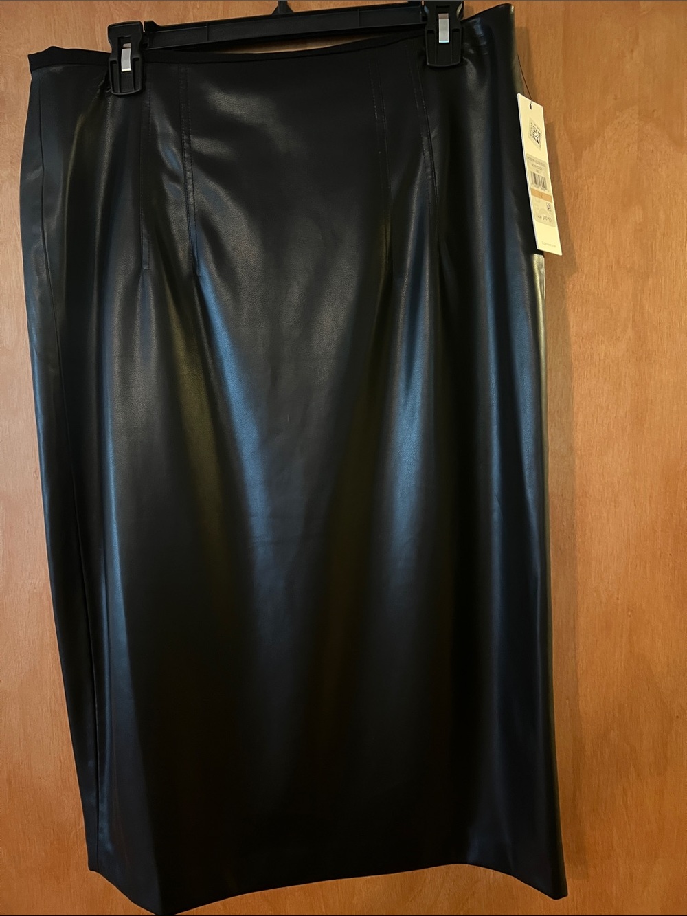 Calvin Klein Black Faux-Leather Pencil Skirt
